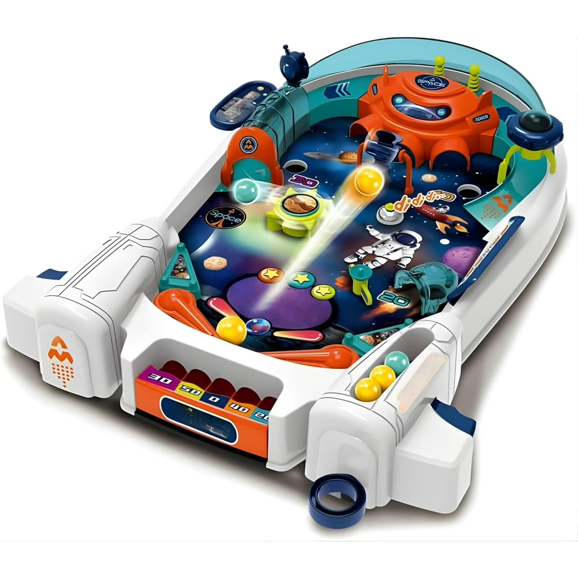 Space-Themed Kids Mini Pinball Machine – Tabletop Arcade Game