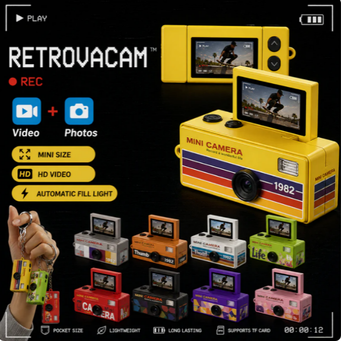 Mini Retro Pocket Camera – 90s Film Aesthetic HD Camcorder with Flip Selfie Screen & Built-in Flash, Portable Street Skate Daily Vlog Camera