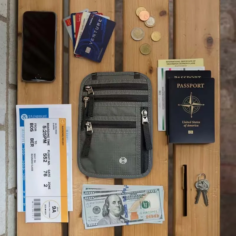 Neck Wallet - RFID Blocking Passport Holder, Easy to Conceal Travel Pouch