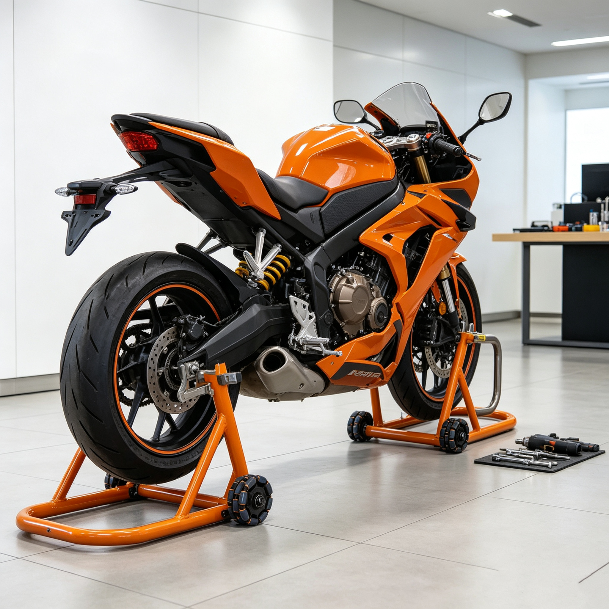 Heavy-Duty Motorcycle Front & Rear Mobile Stand Set