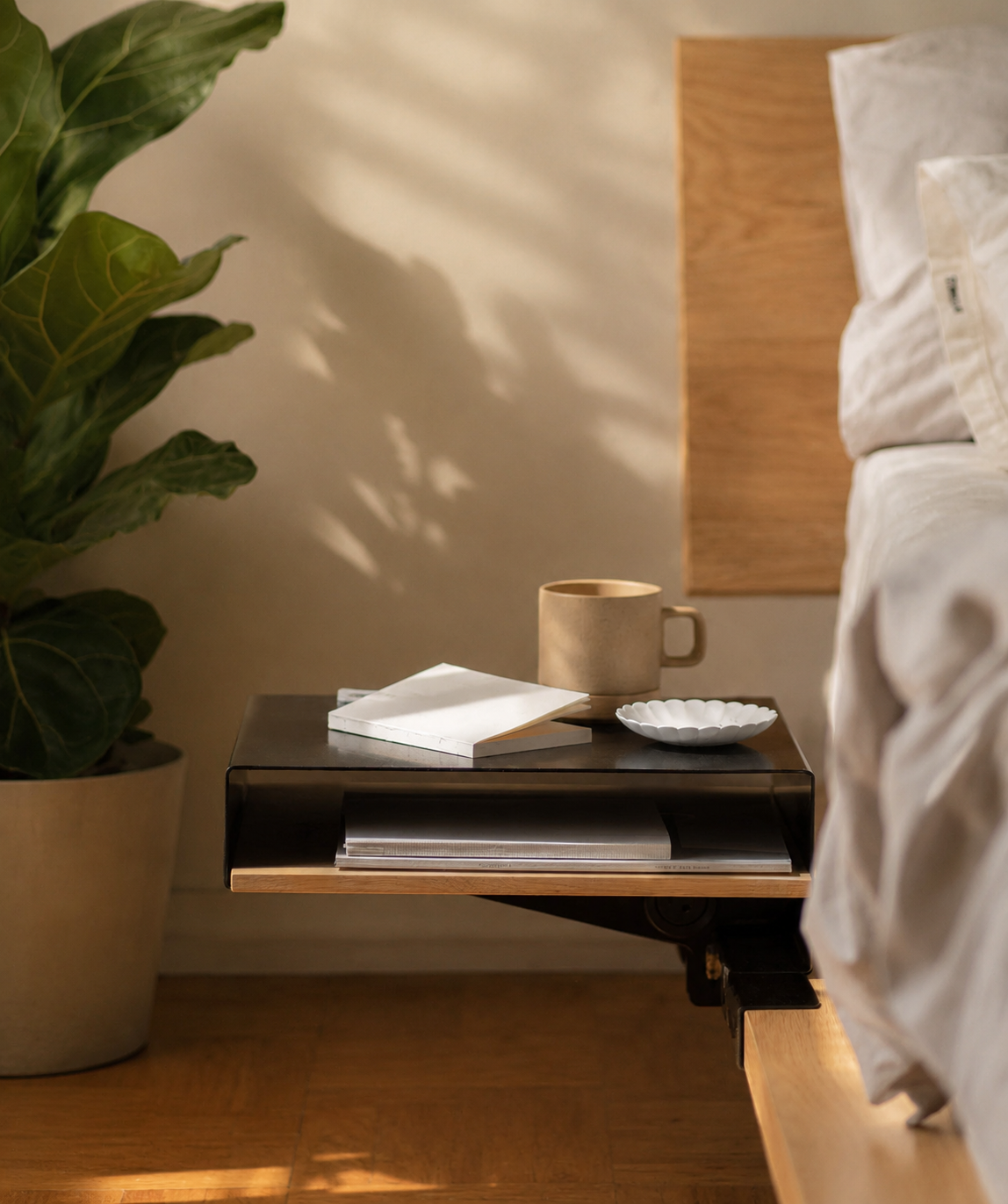 Minimalist Bedside Table with Modern Storage Design