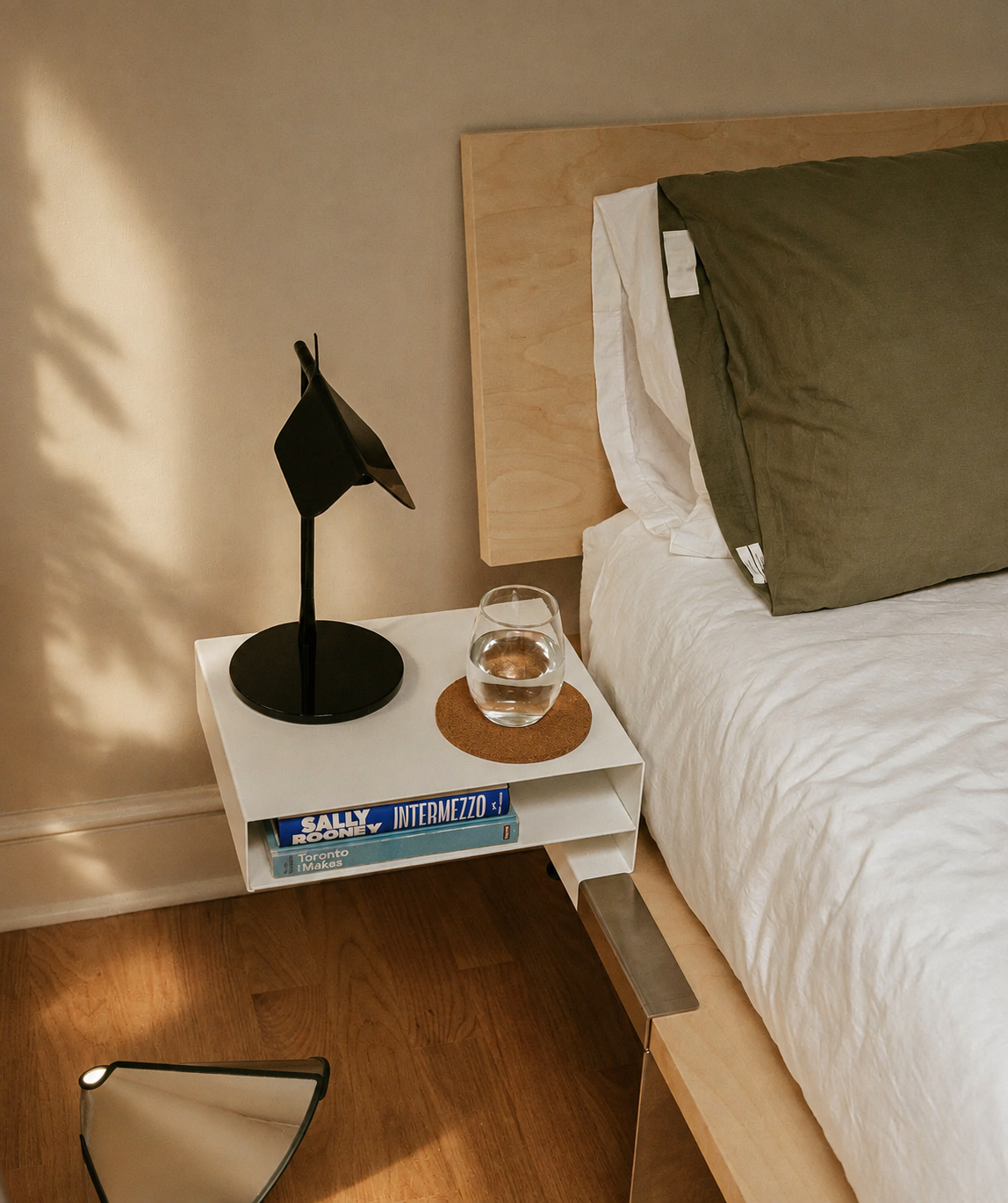 Minimalist Bedside Table with Modern Storage Design