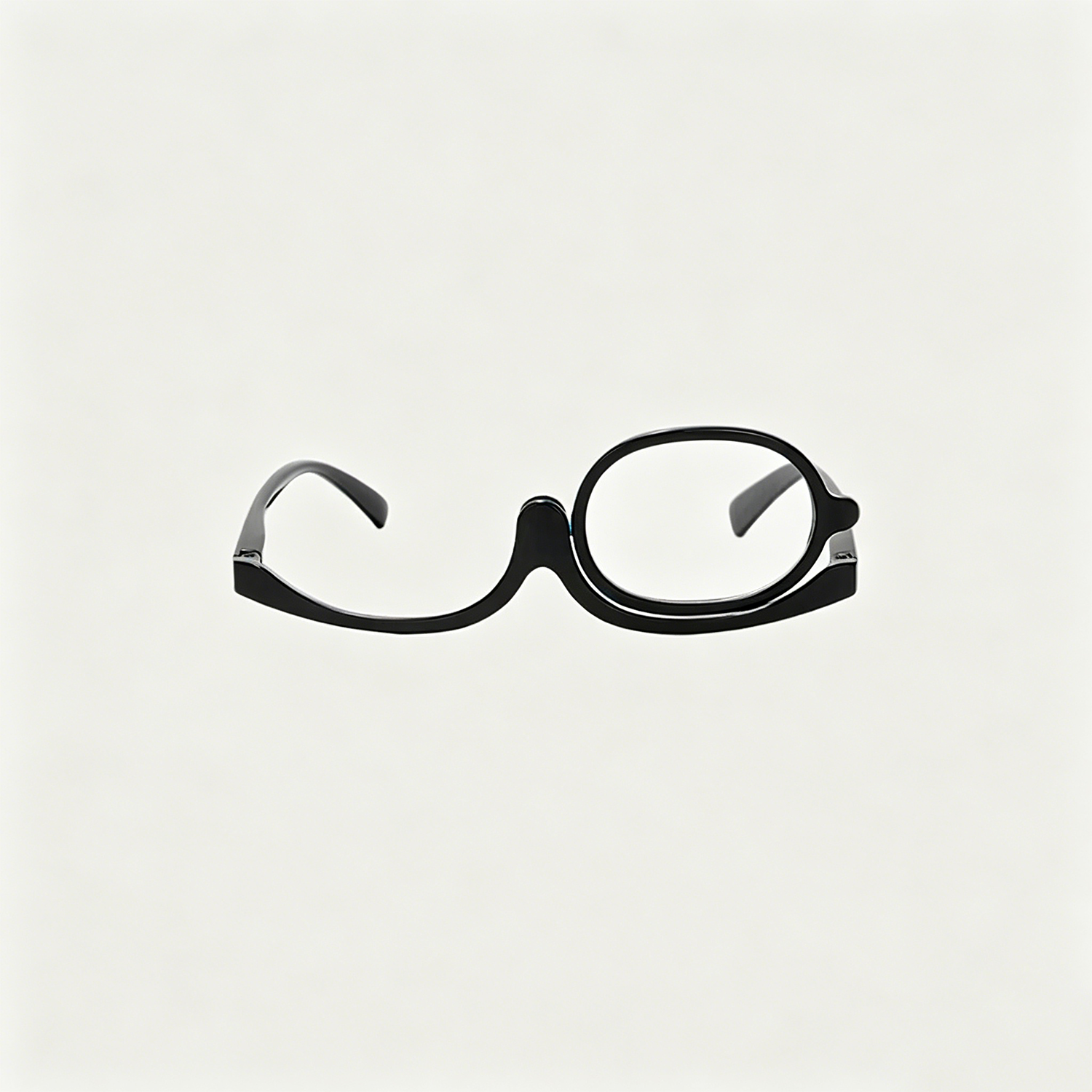 Flip-on single-lens magnifying makeup glasses