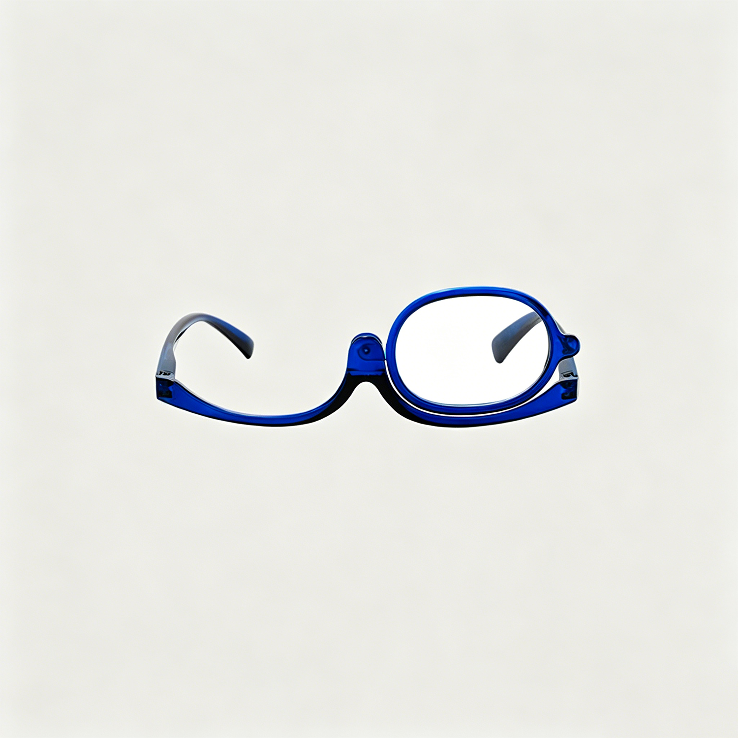 Flip-on single-lens magnifying makeup glasses