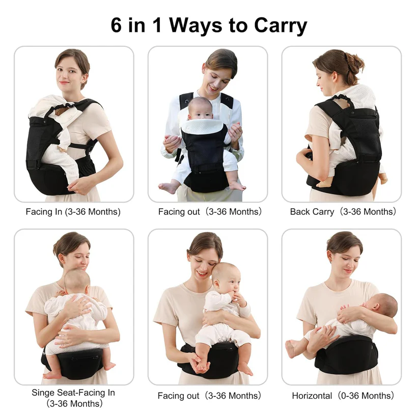 Baby Carrier with Hip Seat – All-Position Breathable Mesh