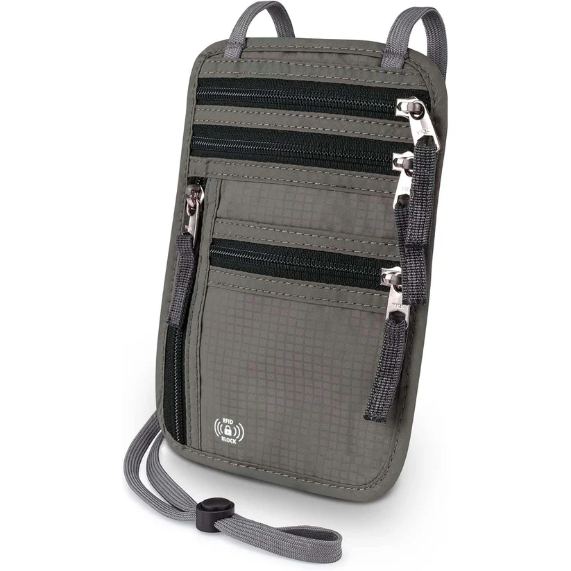 Neck Wallet - RFID Blocking Passport Holder, Easy to Conceal Travel Pouch