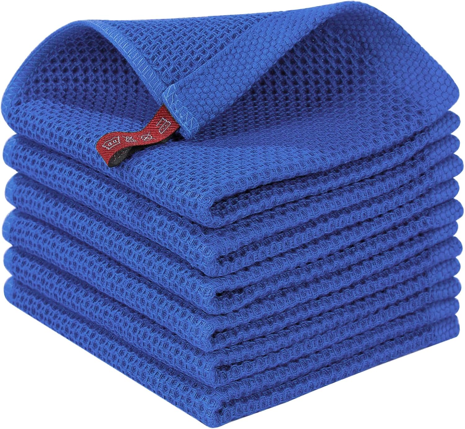 100% Cotton Waffle Weave Kitchen Dish Cloths, Ultra Soft Absorbent Quick Drying Dish Towels, 12 x 12 Inches, 6-Pack, Dark Grey