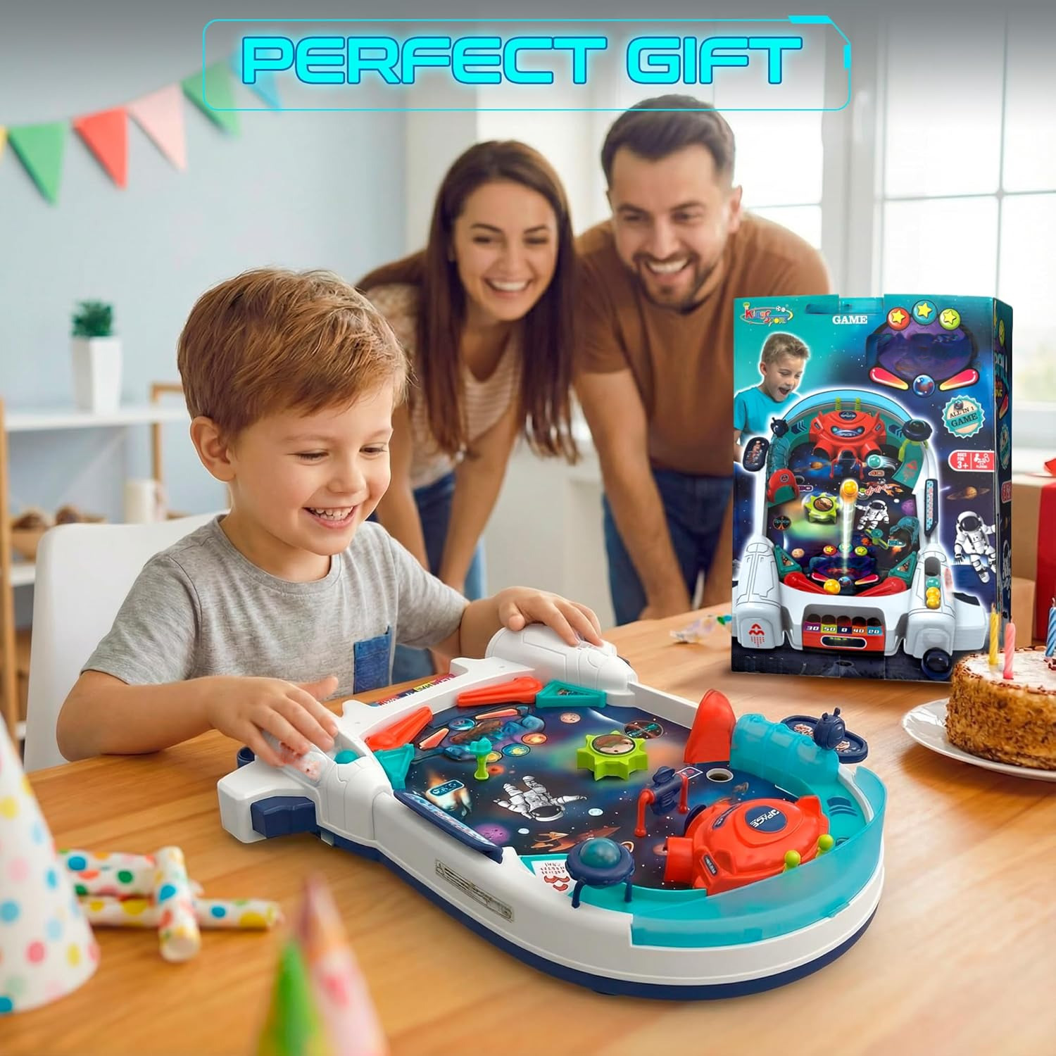 Space-Themed Kids Mini Pinball Machine – Tabletop Arcade Game