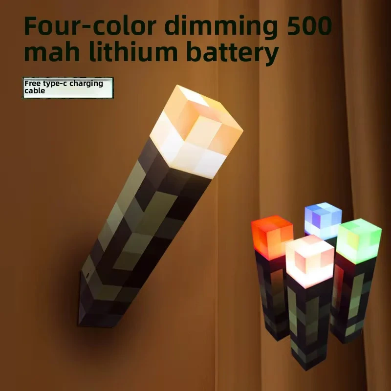 Minecraft Pixelated LED Torch Wall Lamp