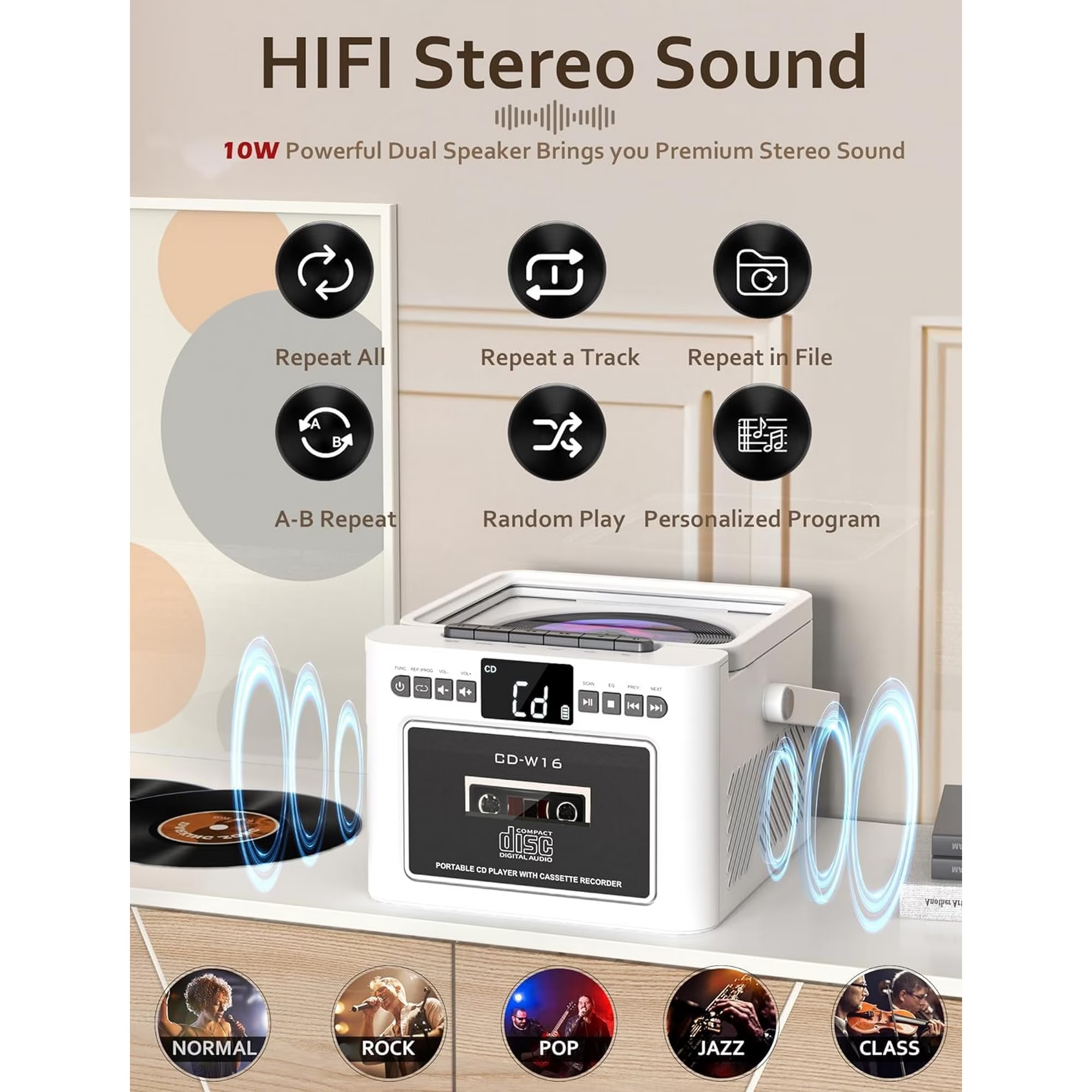 Retro All-In-One CD & Cassette Boombox