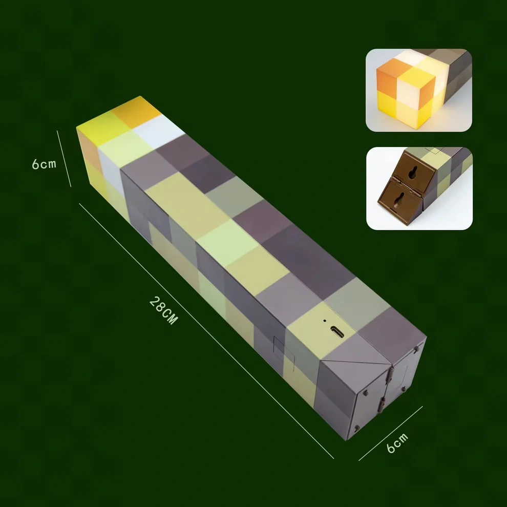 Minecraft Pixelated LED Torch Wall Lamp