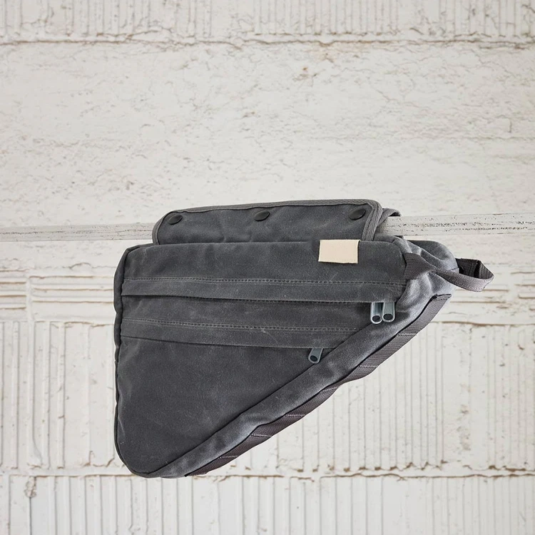 2-in-1 Waxed Canvas Bike Frame Bag & Sling Bag – Water-Resistant Top Tube Pouch with Adjustable Strap for Cycling & Daily Commute