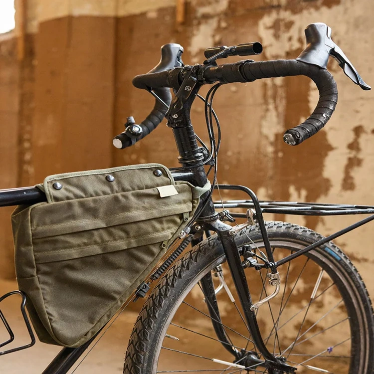 2-in-1 Waxed Canvas Bike Frame Bag & Sling Bag – Water-Resistant Top Tube Pouch with Adjustable Strap for Cycling & Daily Commute