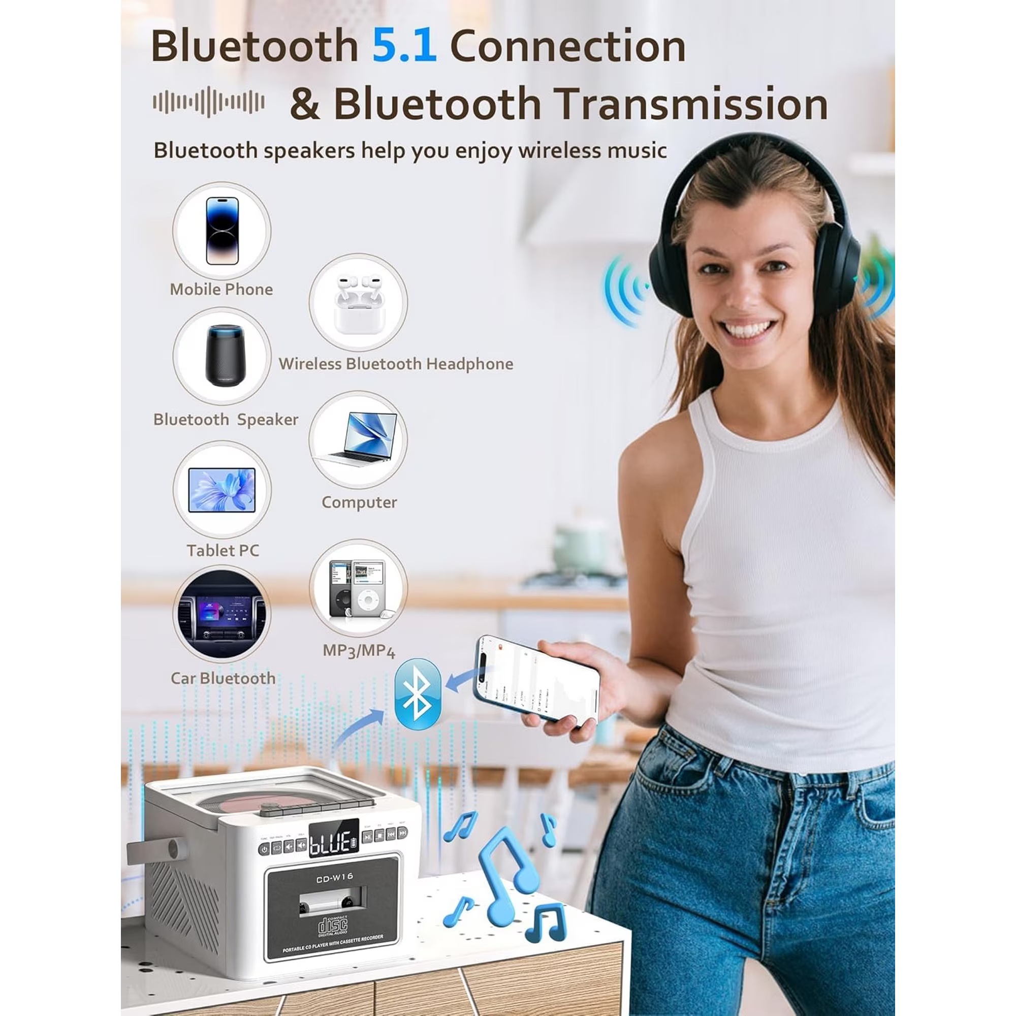 Retro All-In-One CD & Cassette Boombox