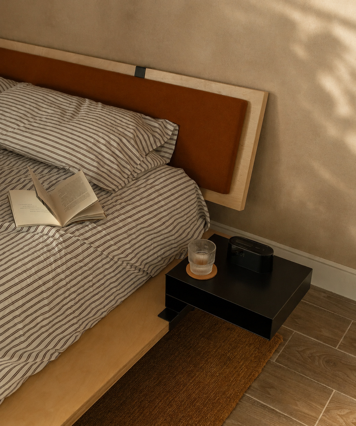 Minimalist Bedside Table with Modern Storage Design
