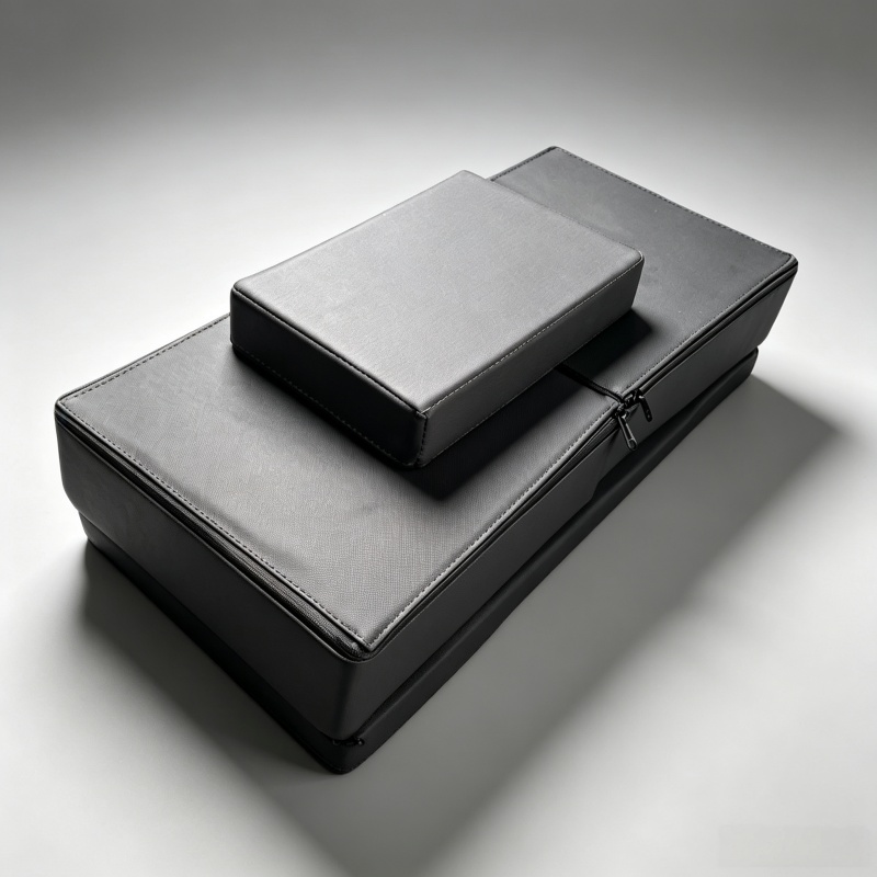 Folded modular training pad showing zippered section design