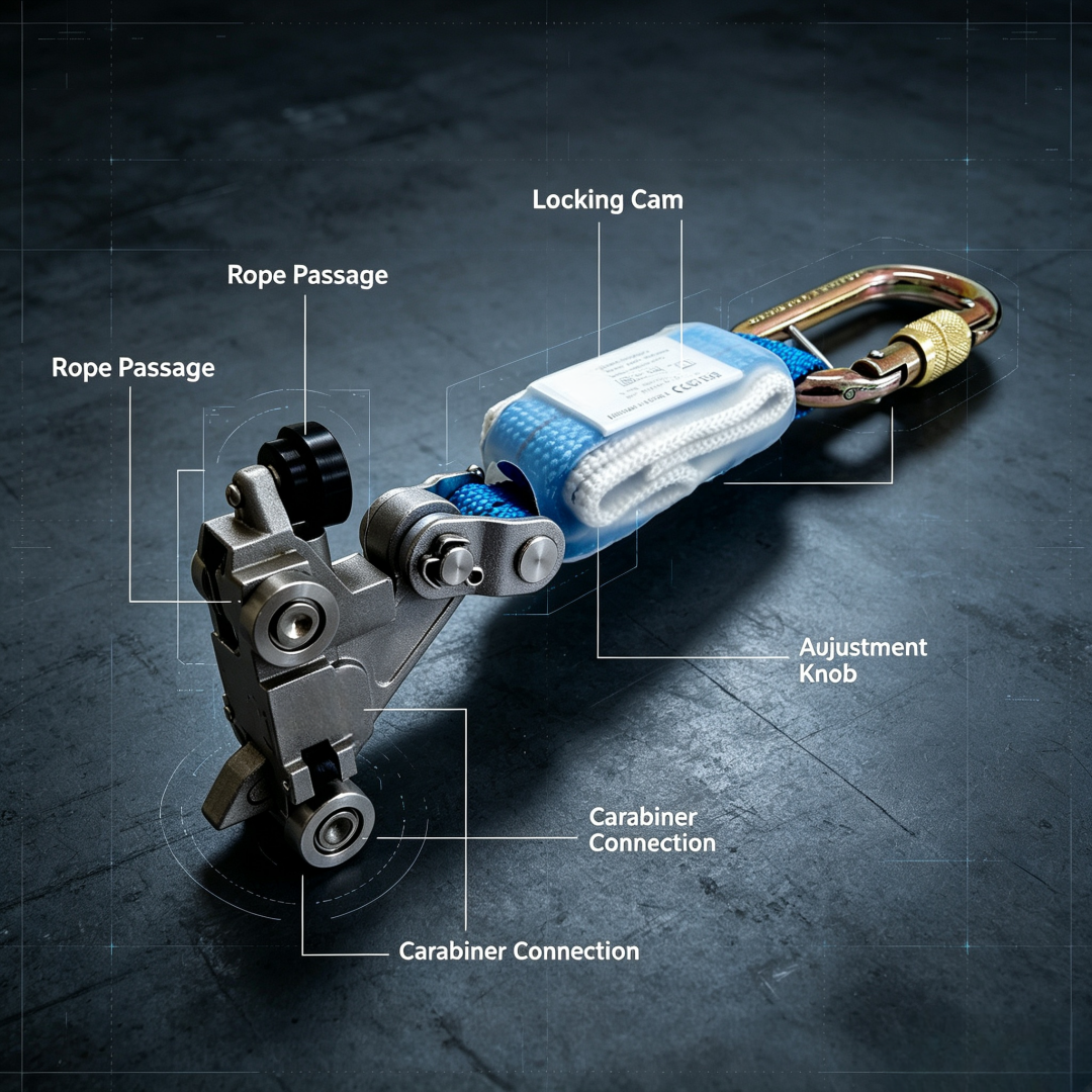 Rigid Vertical Fall Arrester – 150 kg Capacity, Ladder‑Mount Safety Device