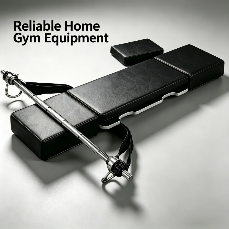 Modular bench training pad with barbell for home gym strength training