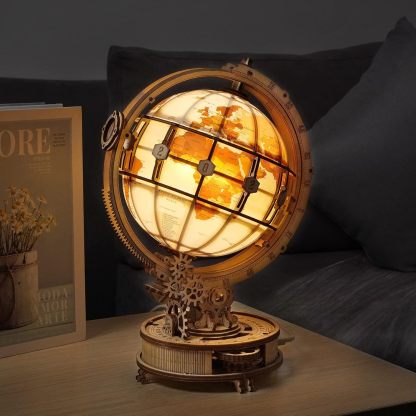 LED Wooden Globe Puzzle Model Kit