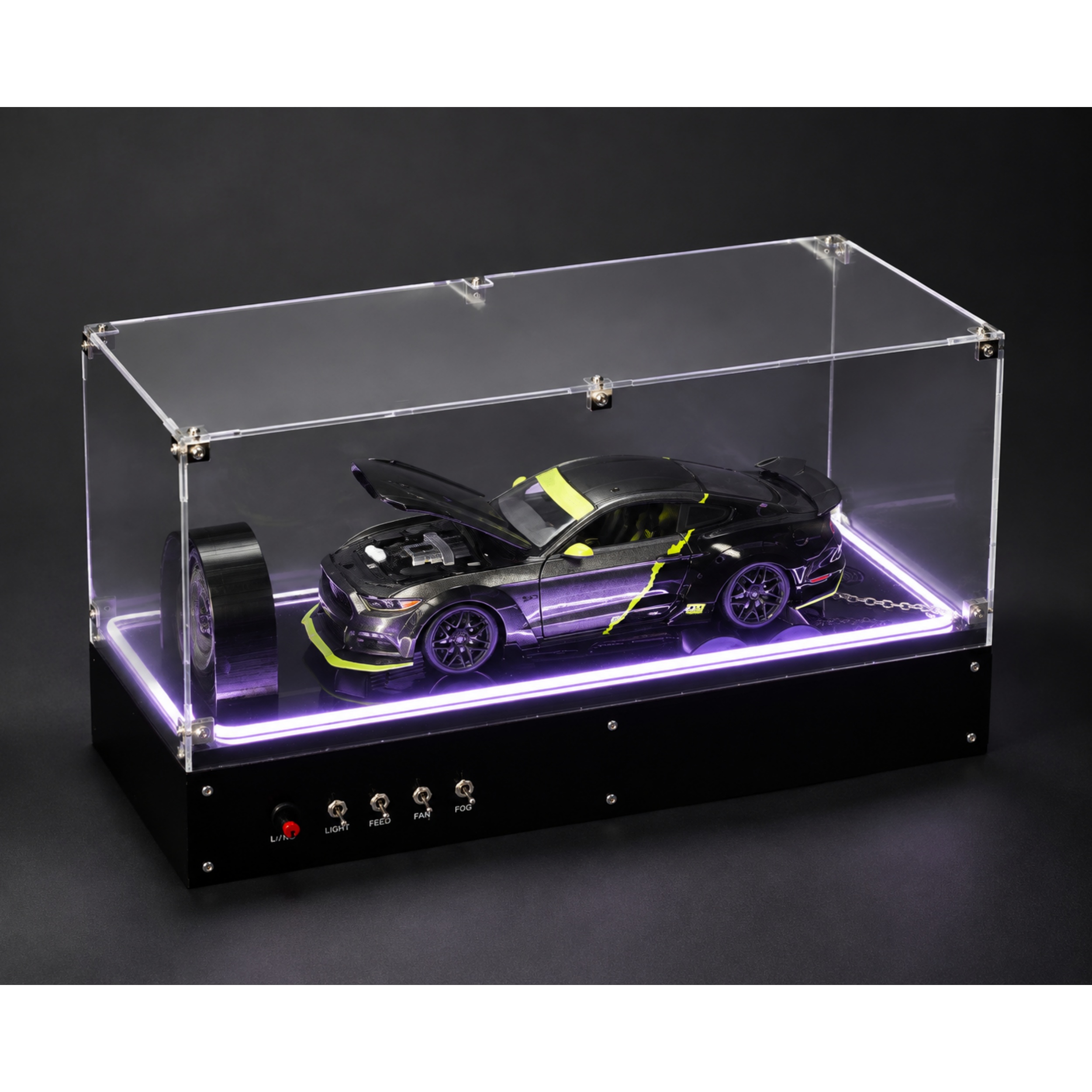 1:18 Scale Car Dynamometer – Interactive Display with Smoke Effect & RGB Control