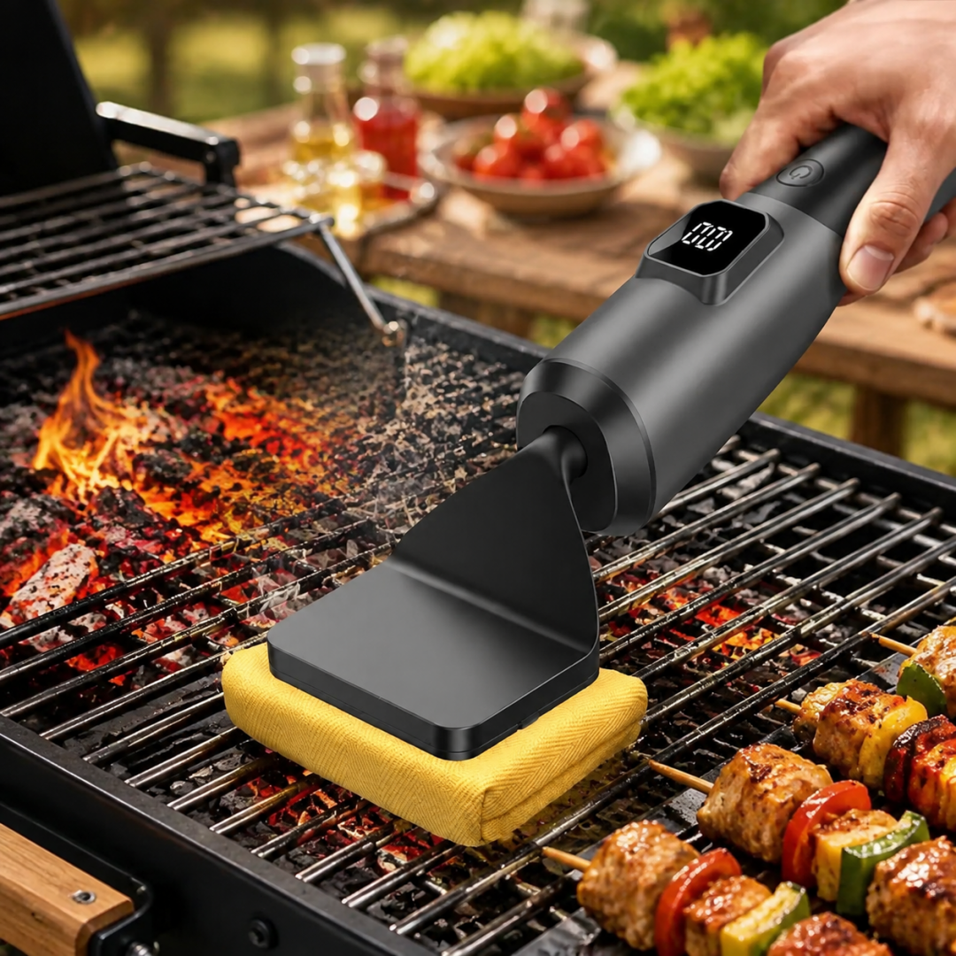 Cordless Electric Grill Cleaning Brush with Replaceable Heads