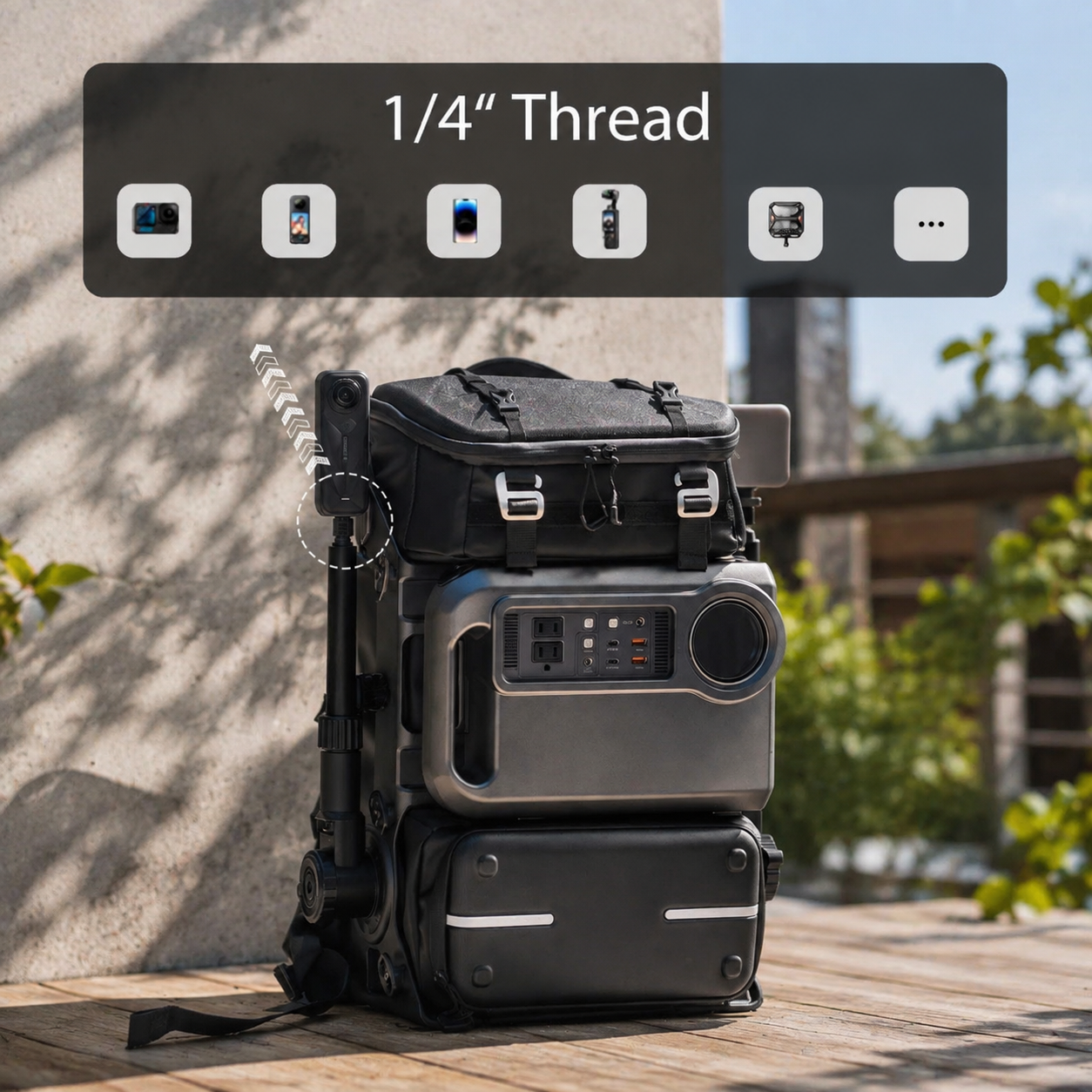 Modular Outdoor Backpack with 300W Power Station – Convertible, Water-Resistant, with Gear Mounts & Drone Compartment