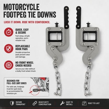 Moto Peg Binders – Quick‑Release Footpeg Tie‑Downs for Full‑Size Dirt Bikes