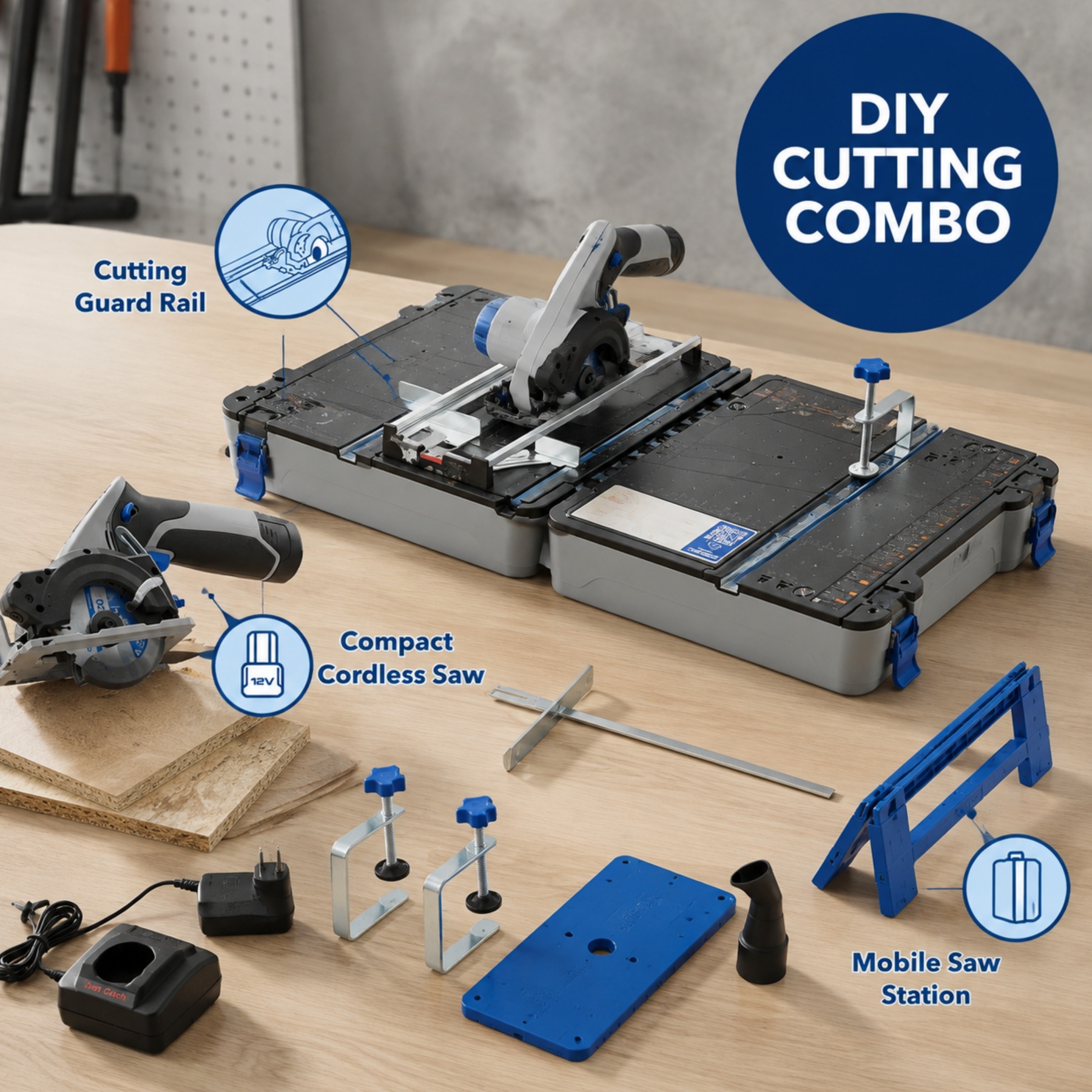 Portable Cutting Workstation – 4-in-1 Saw Station with 12V Brushless Circular Saw
