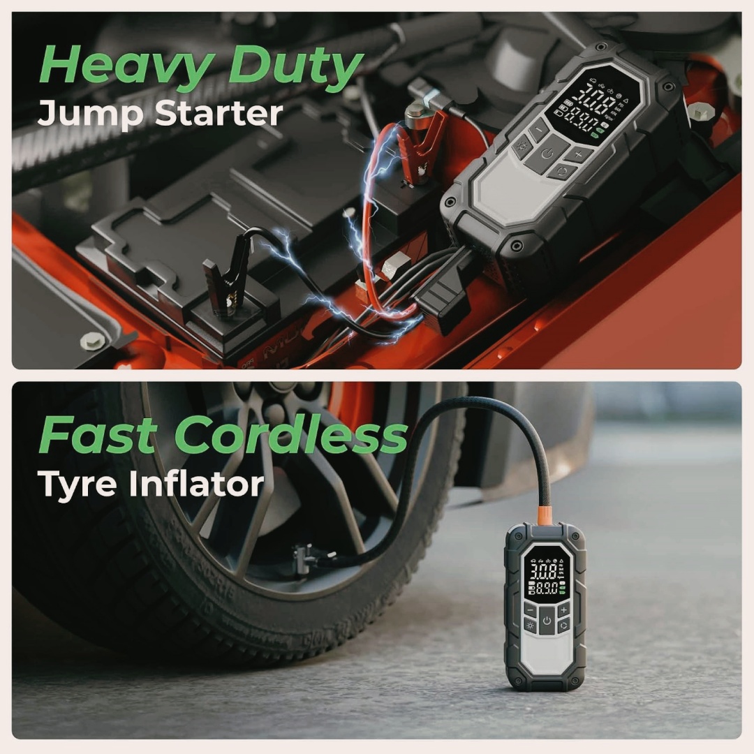 4-in-1 Car Jump Starter with Portable Tire Inflator