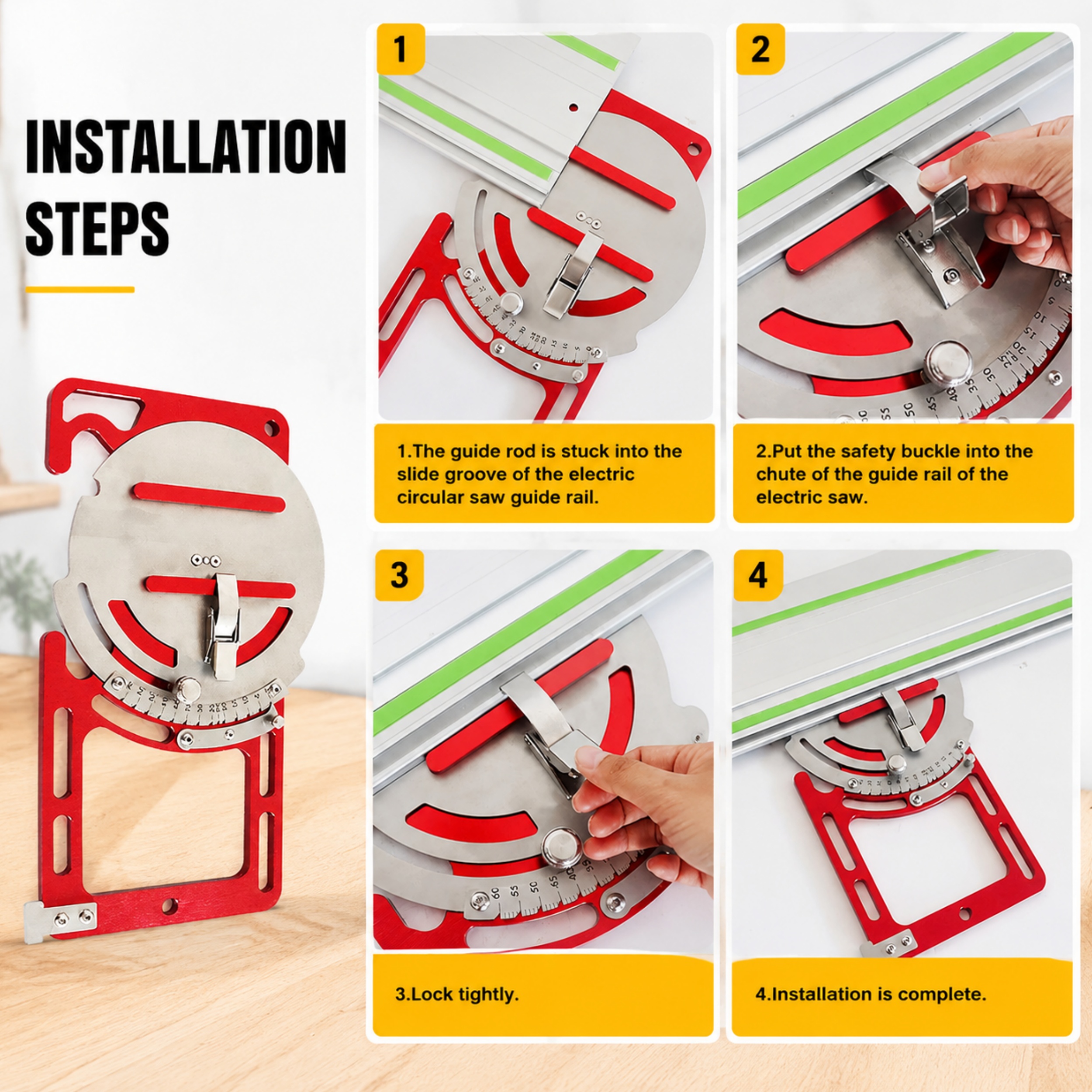 0‑60° Adjustable Guide Rail Clamps – Aluminum Alloy Track Square Edge Guide for Circular Saws