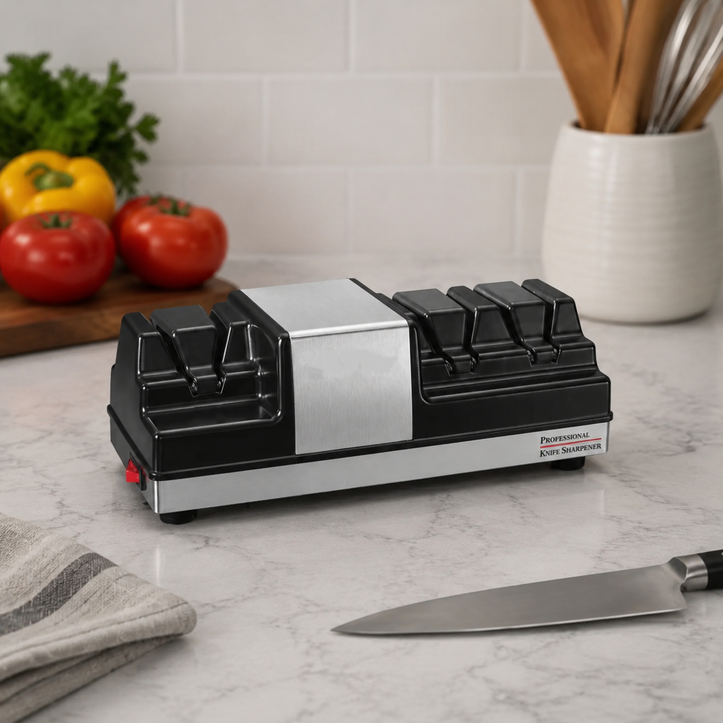 Commercial Professional Edge Sharpening System – 3-Station with Dual Grinding Wheels & Polishing Wheel