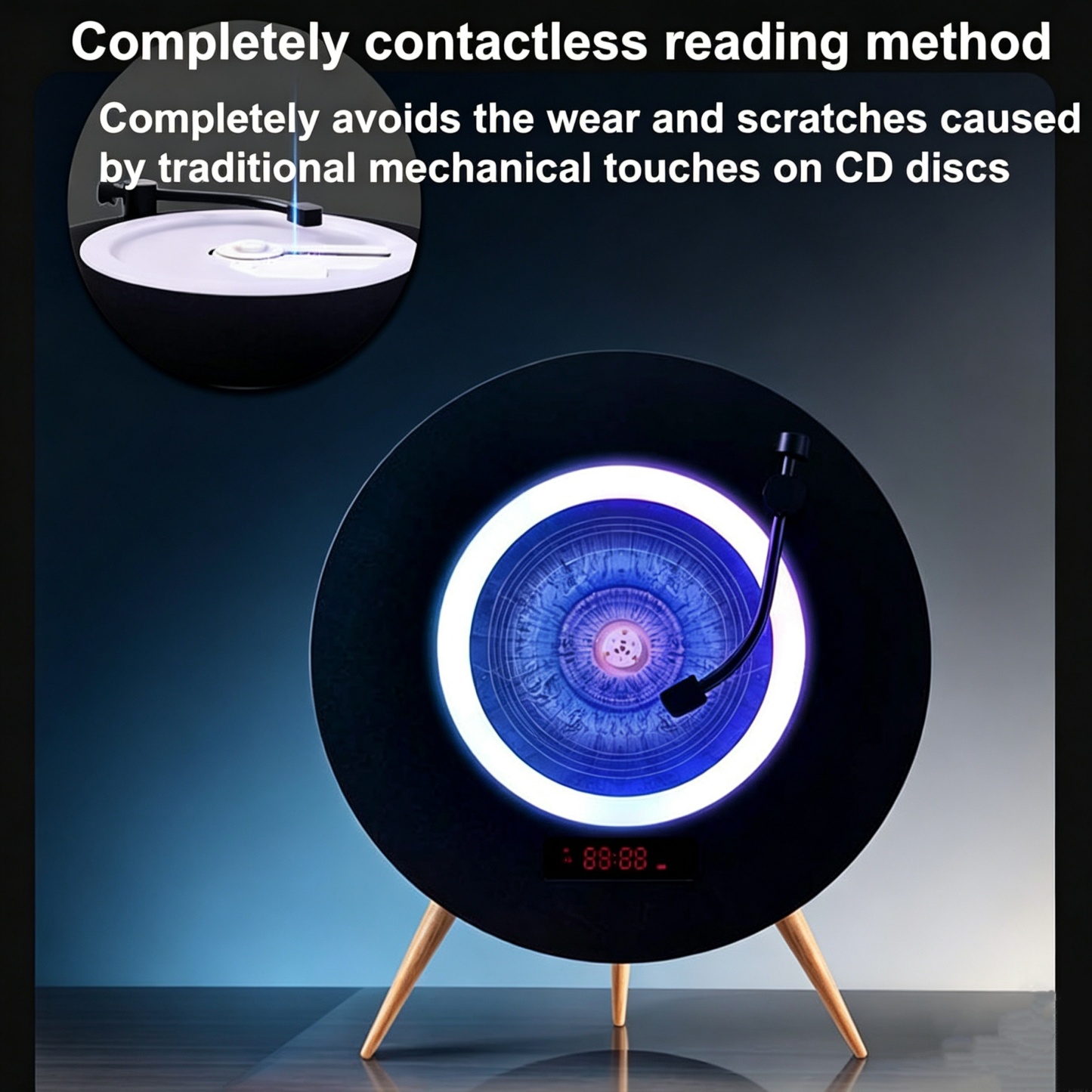 Illuminated CD Player – Vertical Design with Remote Control & Multiple Lighting Modes