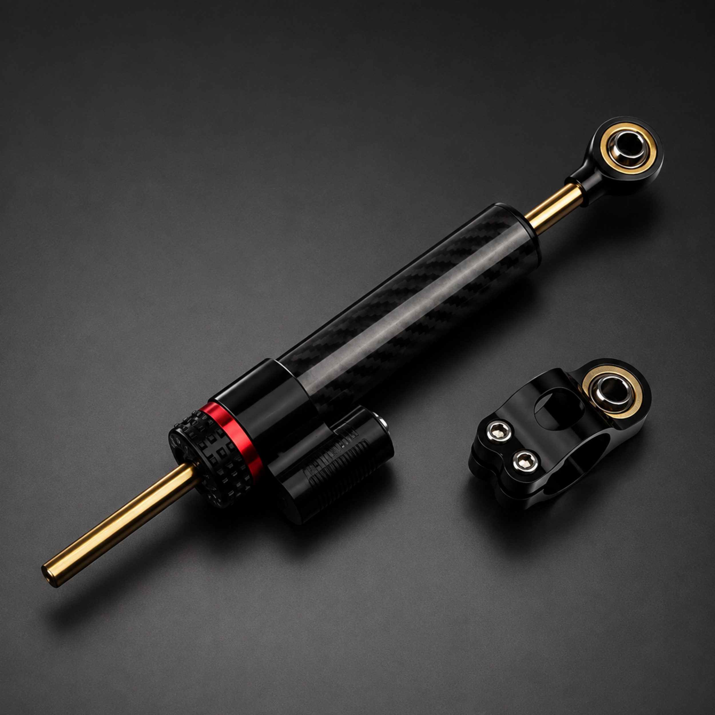Universal Motorcycle Steering Damper – Adjustable Stabilizer with Carbon Fiber Finish