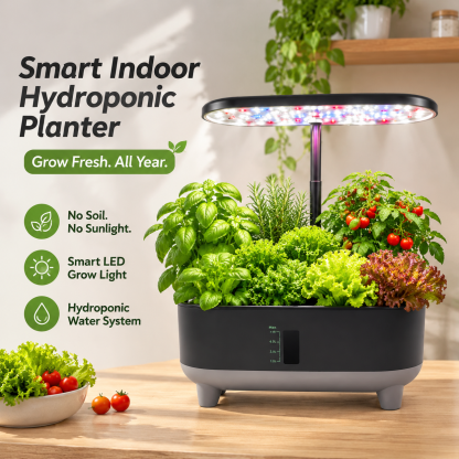 Smart Indoor Hydroponic System – 6L Tank, 3 Grow Modes, LED Grow Light & Starter Kit