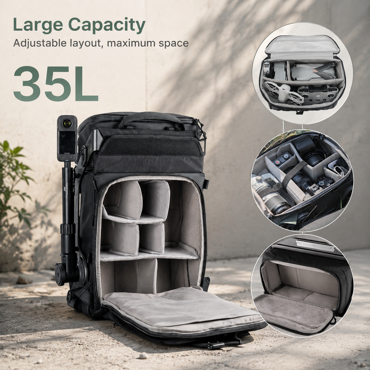 Modular Outdoor Backpack with 300W Power Station – Convertible, Water-Resistant, with Gear Mounts & Drone Compartment