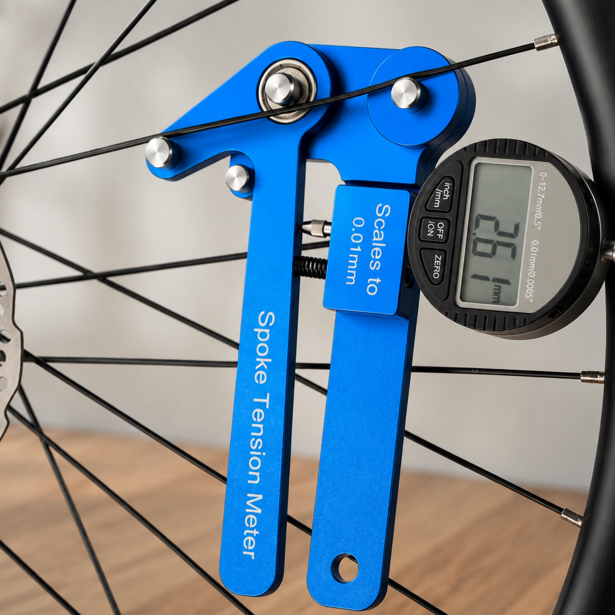Two-Wheeler Spoke Tension Meter – Aluminum Alloy Wheel Truing Gauge