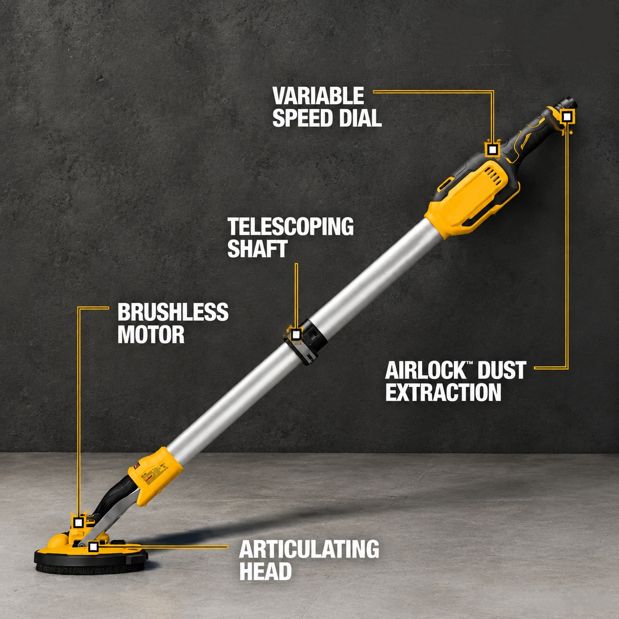 Cordless Drywall Sander – Brushless Motor, 9" Pad, Tool Only