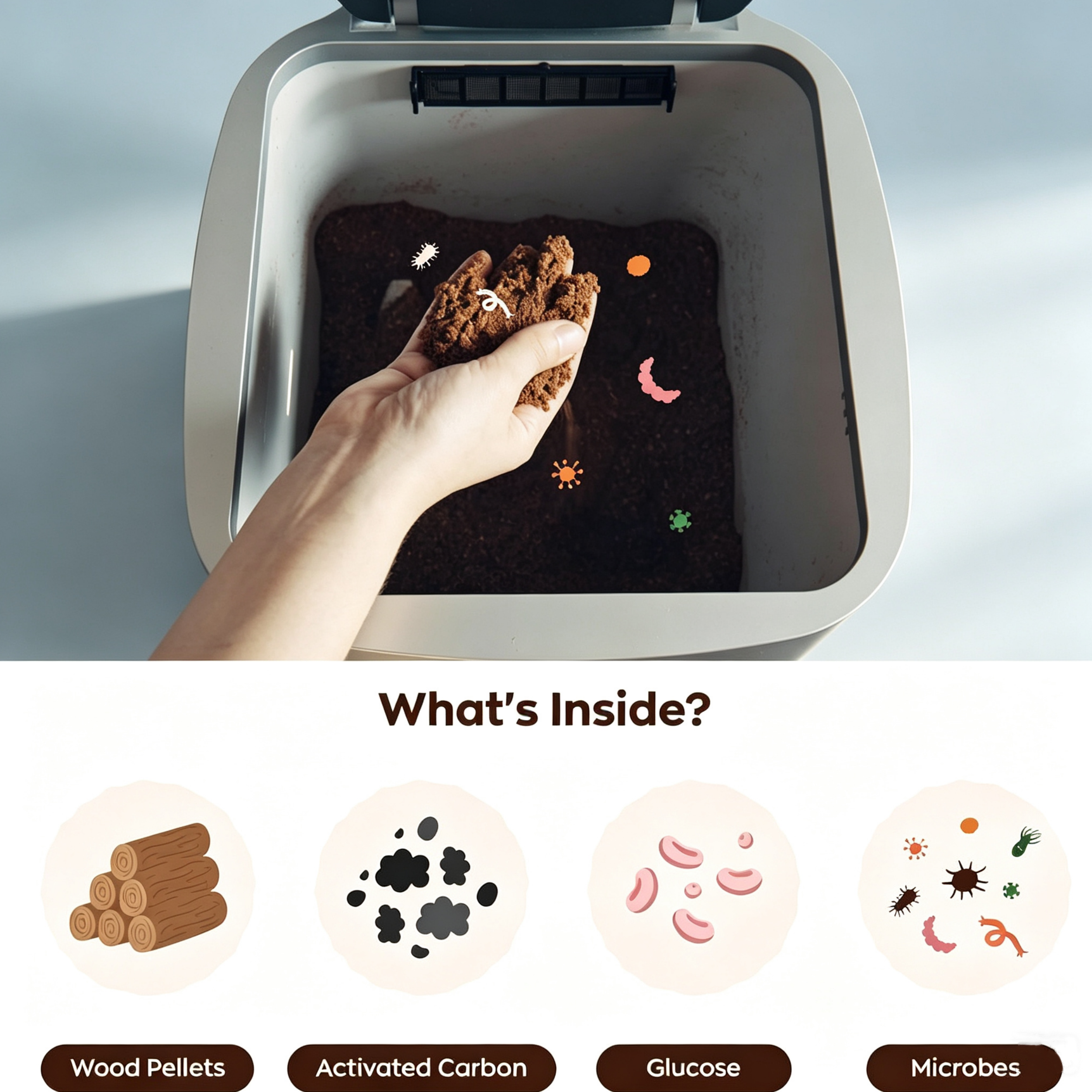 Electric Composter – 14L Odorless Indoor Kitchen Food Recycler with Quiet Technology