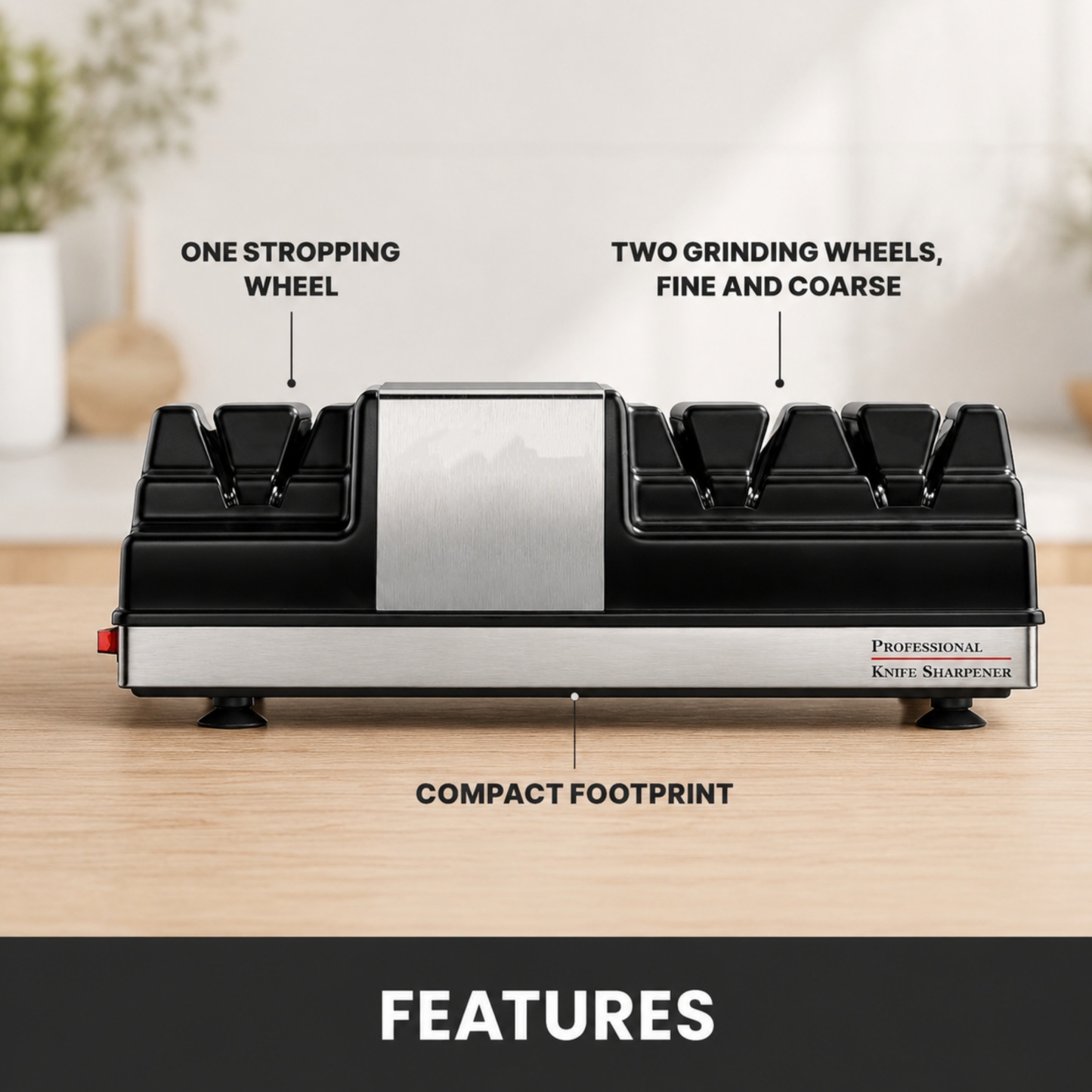 Commercial Professional Edge Sharpening System – 3-Station with Dual Grinding Wheels & Polishing Wheel