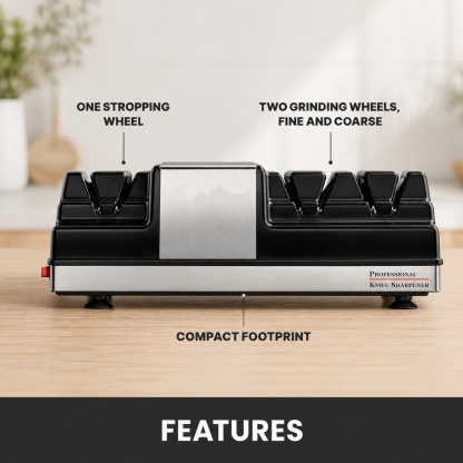 Commercial Professional Edge Sharpening System – 3-Station with Dual Grinding Wheels & Polishing Wheel