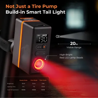 Mini Electric Tire Pump with Digital Gauge & LED Light