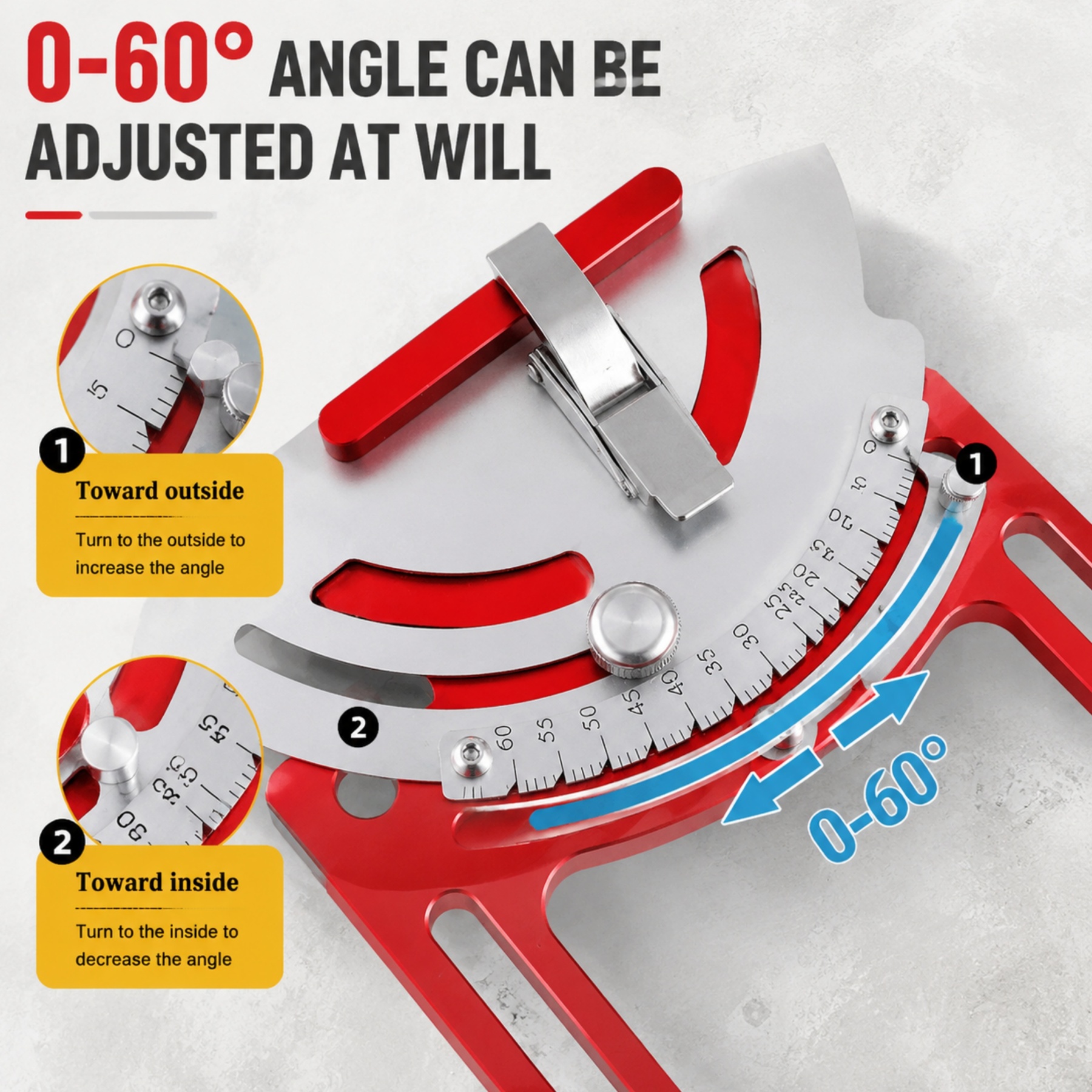 0‑60° Adjustable Guide Rail Clamps – Aluminum Alloy Track Square Edge Guide for Circular Saws