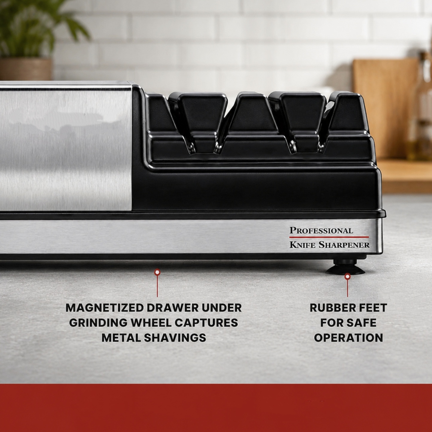 Commercial Professional Edge Sharpening System – 3-Station with Dual Grinding Wheels & Polishing Wheel