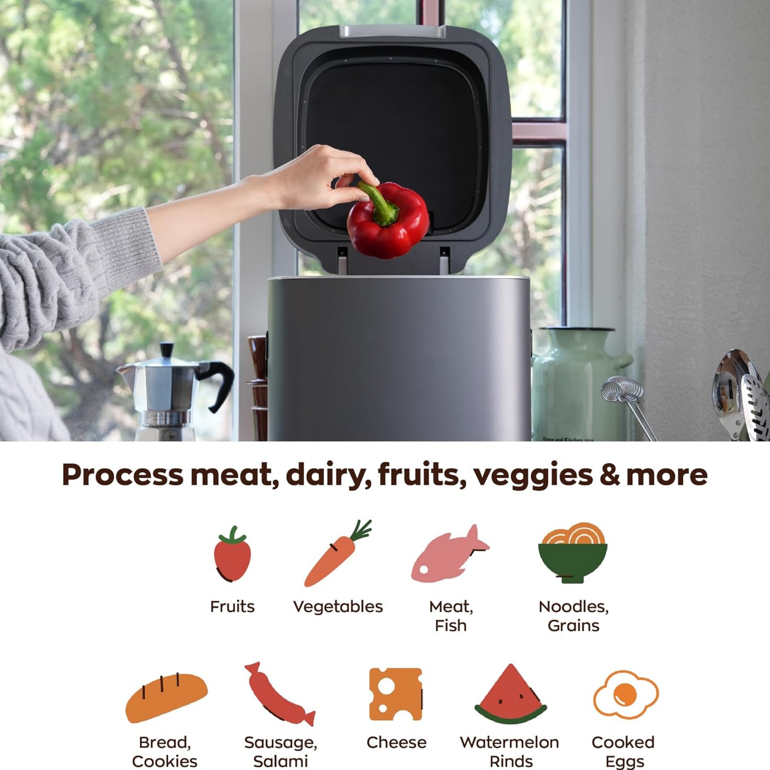 Electric Composter – 14L Odorless Indoor Kitchen Food Recycler with Quiet Technology