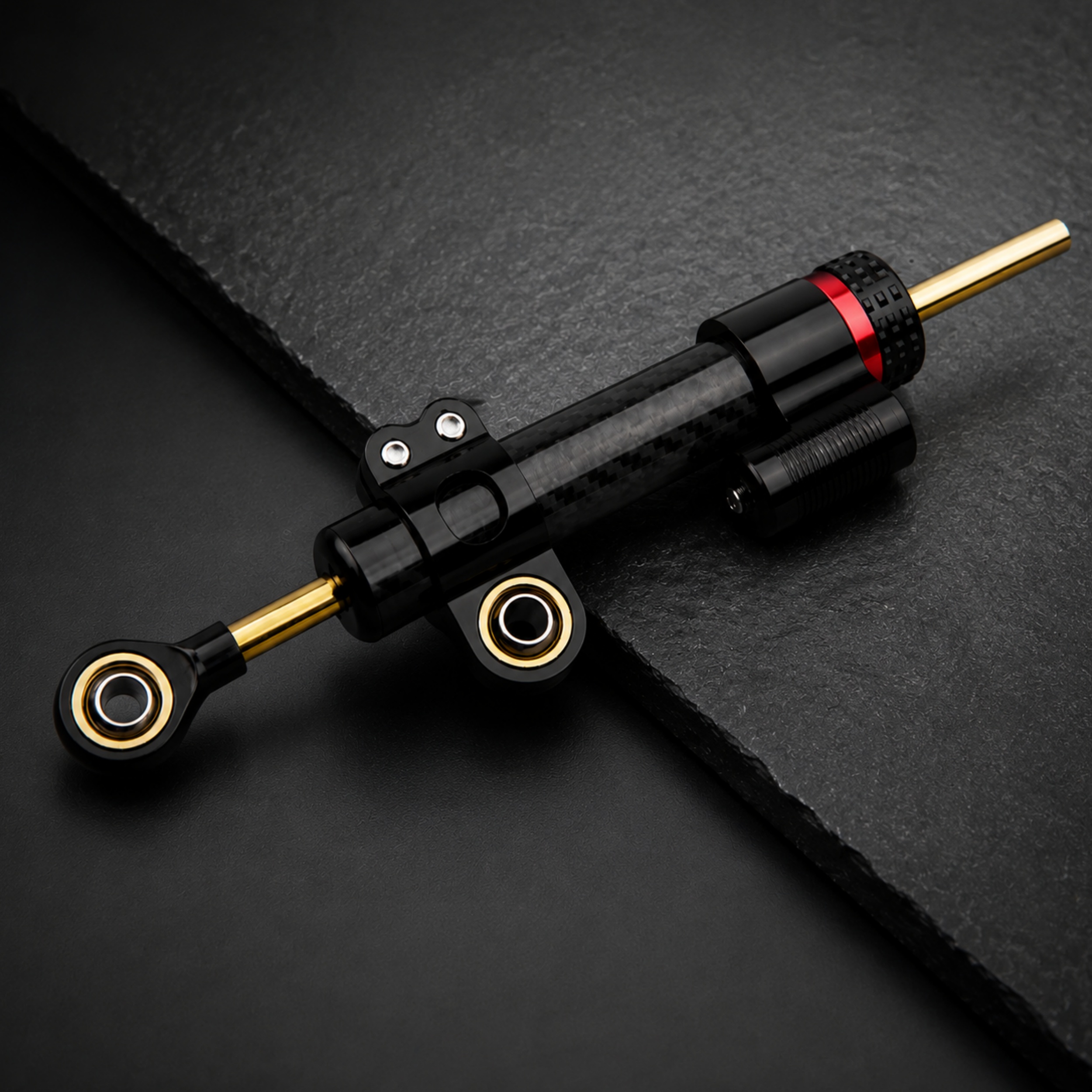 Universal Motorcycle Steering Damper – Adjustable Stabilizer with Carbon Fiber Finish