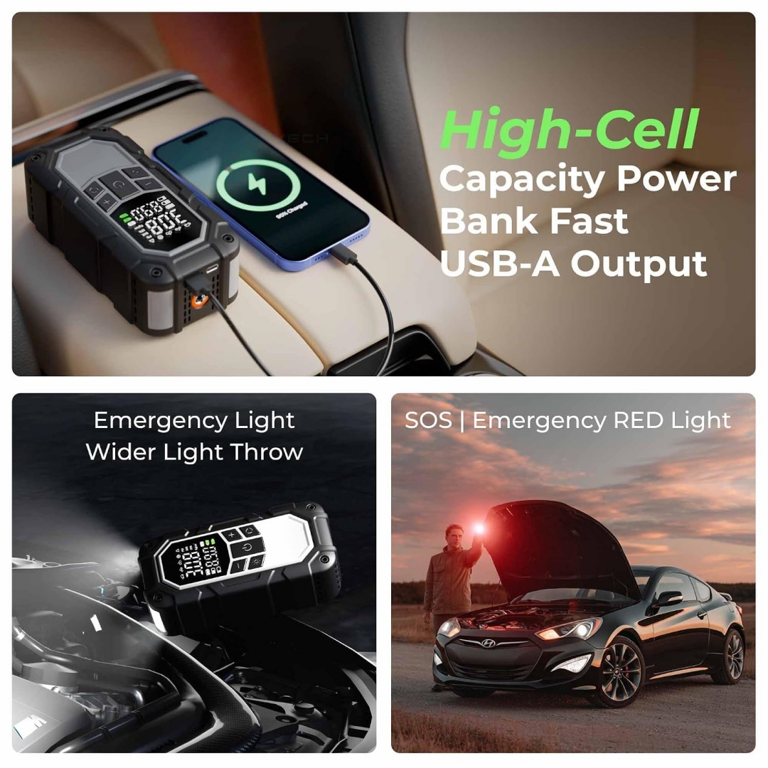 4-in-1 Car Jump Starter with Portable Tire Inflator