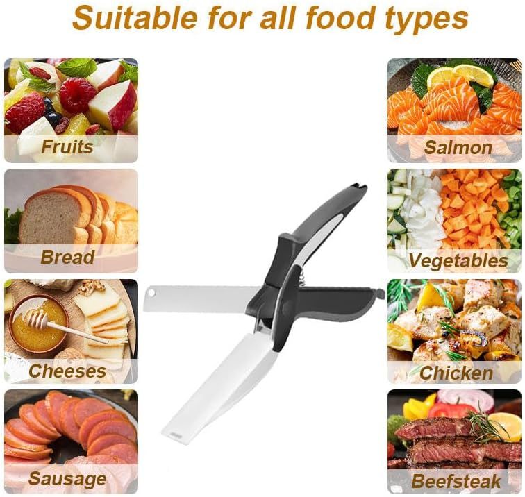 2 in 1 Kitchen Scissors for Food, Separable Stainless Steel Barbecue Steak Cutting Shears, Detachable Multi Function Kitchen Cutter for Vegetable Fruit & Meat