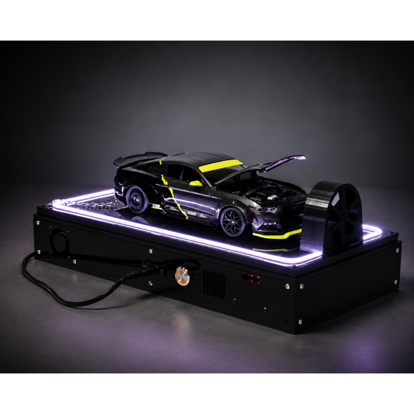 1:18 Scale Car Dynamometer – Interactive Display with Smoke Effect & RGB Control