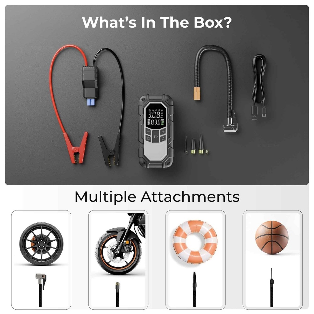 4-in-1 Car Jump Starter with Portable Tire Inflator