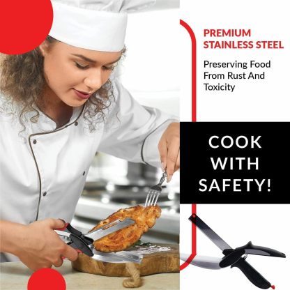 2 in 1 Kitchen Scissors for Food, Separable Stainless Steel Barbecue Steak Cutting Shears, Detachable Multi Function Kitchen Cutter for Vegetable Fruit & Meat